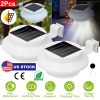 2Pcs Solar Powered Gutter Lights Outdoor IP65 Waterproof Dusk to Dawn Sensor Security Lamps Solar Wall Fence Yard Lamps