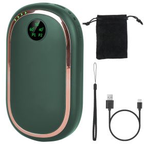 Rechargeable Hand Warmer Electric Hand Heater Portable Reusable Pocket Warmer Power Bank with Digital Display Sunset Light 3 Levels Double-sided Heati (Option: HandWarmerGreen)