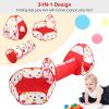 3 In 1 Child Crawl Tunnel Tent Kids Play Tent Ball Pit Set Foldable Children Play House Pop-up Kids Tent w/Storage Bag for Indoor Outdoor Travel Use