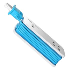 USB Power Strip w/ Surge Protector Fire Retardant 5FT Extension Cord USB Charging Station w/ 4 USB Ports 1AC Socket For Phone Tablet PC (Option: 4PortUSBChargeStationBlue)