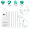USB Power Strip w/ Surge Protector Fire Retardant 5FT Extension Cord USB Charging Station w/ 4 USB Ports 1AC Socket For Phone Tablet PC