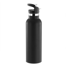 Sports Water Bottle Stainless Steel Vacuum-Insulated Drinking Cup w/ Straws Outdoor Cycling Hiking (Option: StillWaterBottle500mlBLK)