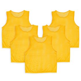 5Pcs Mesh Scrimmage Vests Soccer Basketball Team Training Pinnies Jerseys Shirt Adult Size (Option: BibsYellowAdult)