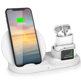 Wireless Charger 10W Fast Charging Station For iPhone Apple iWatch Series 5/4/3/2/1 AirPods Fit For iPhone 11/11Pro/XS/XR/MAX/X/8 Plus/8 Samsung Galax (Option: 3in1ChargerDockWHT)