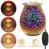 3D Fireworks Glass Wax Warmer Electric Wax Burner For Heating Fragrant Candle Aroma Decorative Night Lamp