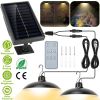 Solar Shed Lights Dual Lighting Heads Dimmable Timing Auto Sensor Turn Off Hanging Lamp IP65 Waterproof Remote Control Pendant Light For Garden Patio
