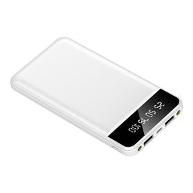 10000mAh Power Bank Portable Ultra Slim Charger External Battery Pack with 2 USB Output Ports Charging Cable LED Flashlight Compatible with IOSPhone 1 (Option: PowerBankWhite)