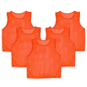 5Pcs Mesh Scrimmage Vests Soccer Basketball Team Training Pinnies Jerseys Shirt For Kids (Option: BibsOrangeKid)
